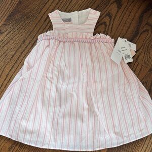Pippa and Julie Pink and White Striped Kids Dress linen- 12 months